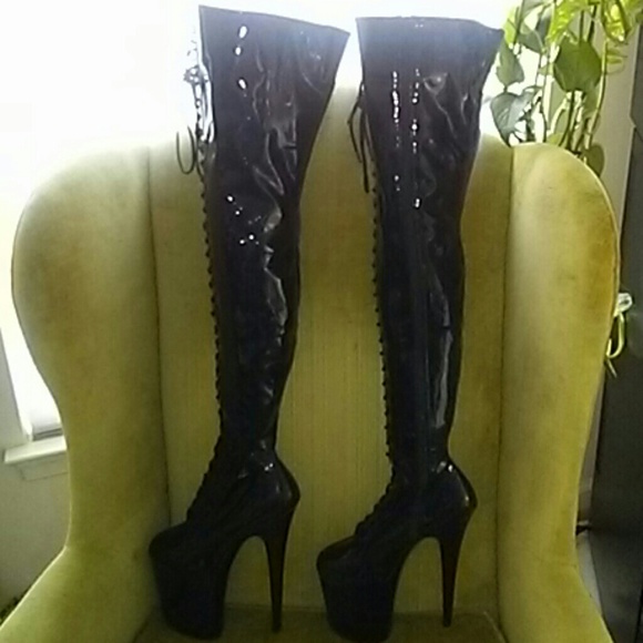 pleaser flamingo thigh high boots